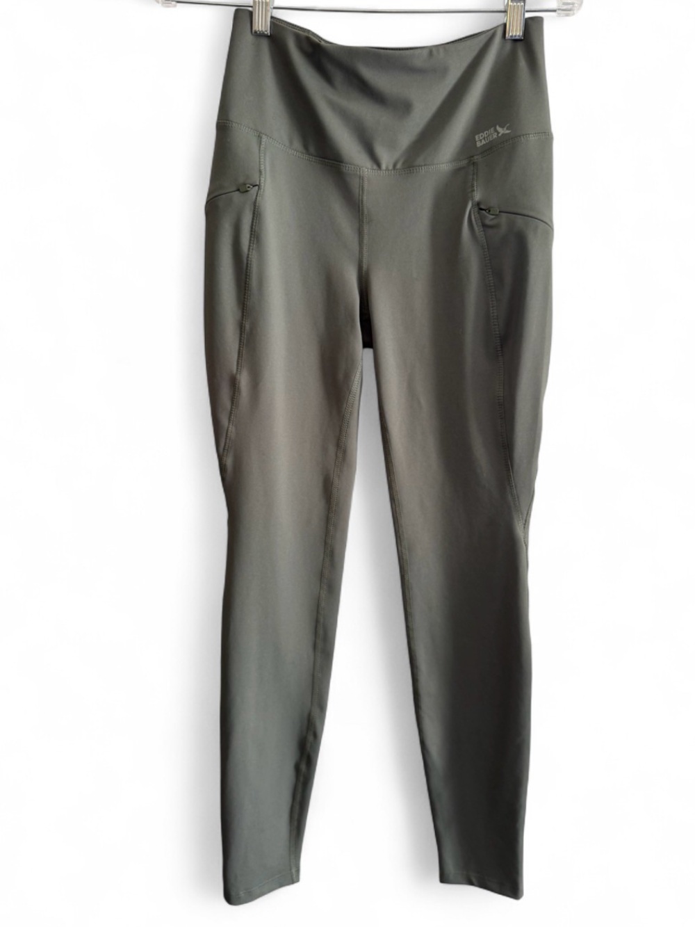 Eddie Bauer Olive Gray High-Rise Active Leggings with Zip Pockets